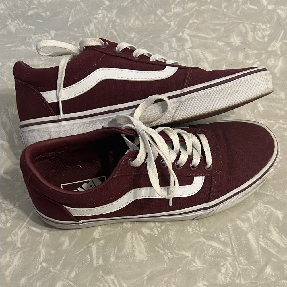 Vans women’s Maroon and White Sneakers
